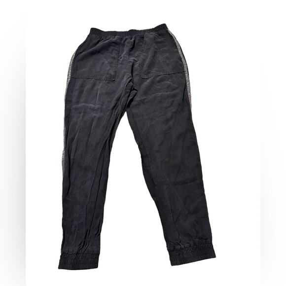 Zara Black Pull On Jogger Pants with Sequin Stripe Size Small - Picture 1 of 6
